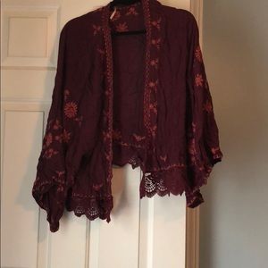 Free people embroidered kimono cardigan